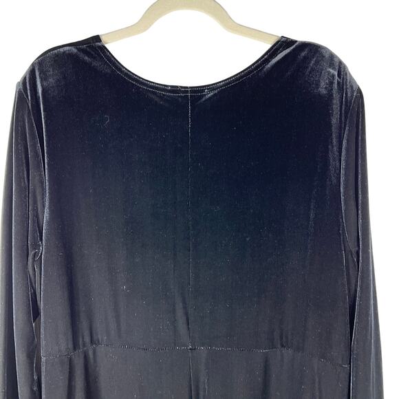 VTG Black Velvet Maxi Dress Plus Sz 22W Slinky Stretch Whimsigoth Holiday - Picture 12 of 13